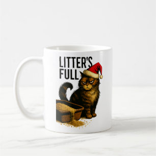 Taza De Café Gato Gruñón y Caja de Arena Desbordante – Humoríst