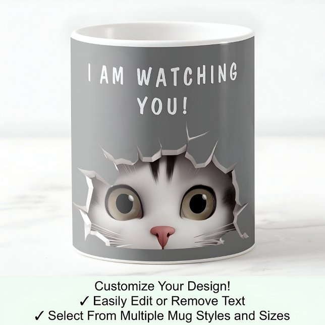 Taza De Café Gato guapo que mira tu divertida Novedad gris (Subido por el creador)