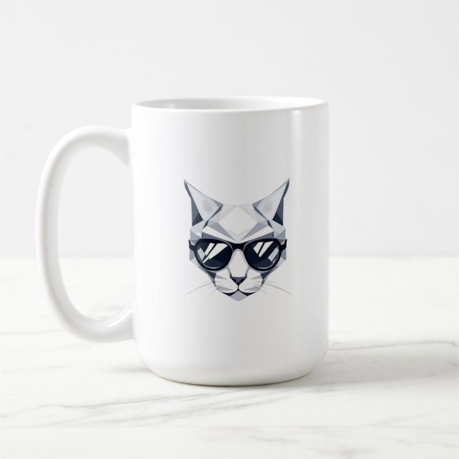 Taza De Café Gato Guay con sombras - Línea única y elegante (Izquierda)