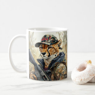 Taza De Café Gato Guay MAGA con Gun y Camouflage CHEETAH