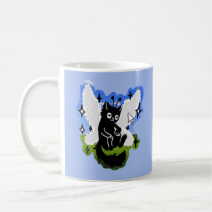 Taza De Café Gato Hada Lindo Gato Negro Azul Caprichoso Computa
