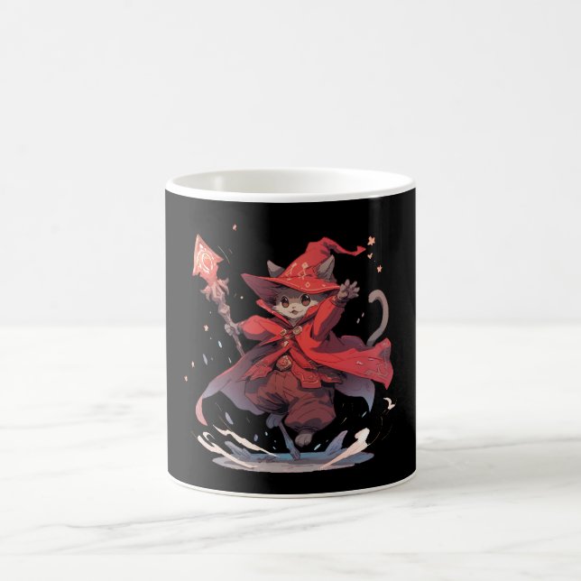 Taza De Café Gato Héroe Mago Rojo Adorable (Centro)