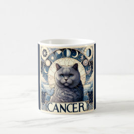 Taza De Café Gato intuitivo del cáncer Zodiac Art Nouveau