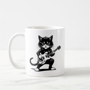 Taza De Café Gato Jamming en la guitarra