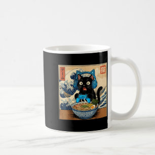 Taza De Café Gato japonés divertido de ramen gato jugador kawai