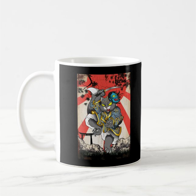 Taza De Café Gato japonés samurái espadachín Ninja Kitten (Izquierda)