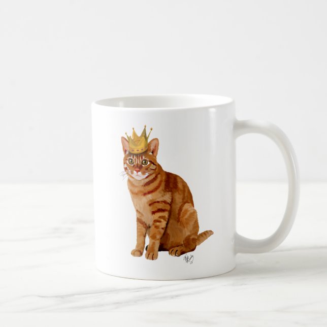 Taza De Café Gato jengibre con corona llena (Derecha)
