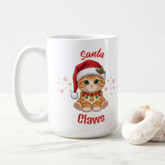 Taza De Café Gato Jengibre Divertido Sombrero de Santa Navidad 