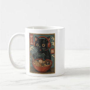 Taza De Café Gato Jugador Kawaii Lindo Ramen Divertido Retro Ja