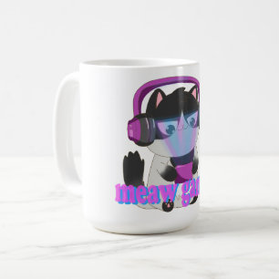 Taza De Café Gato Jugador Meow Lindo - Gatito Kawaii Jugando