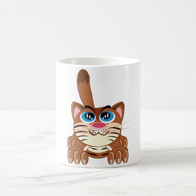 Taza De Café Gato juguetón con los ojos azules, divertido Kitty (Subido por el creador)