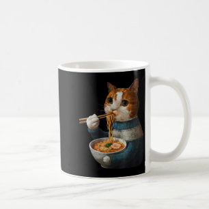 Taza De Café Gato Kawaii Comiendo Fideos Ramen Divertido Regalo