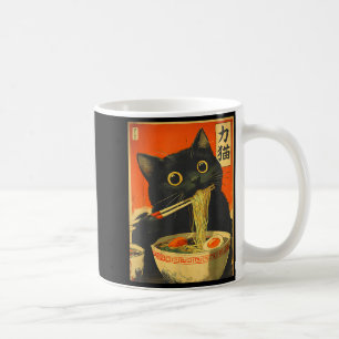 Taza De Café Gato Kawaii Comiendo Fideos Ramen Regalo Divertido