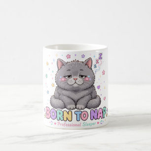 Taza De Café Gato Kawaii Nacido para Dormir