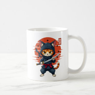 Taza De Café Gato Kawaii Ninja Japonés, Gato Ninja Con Espada