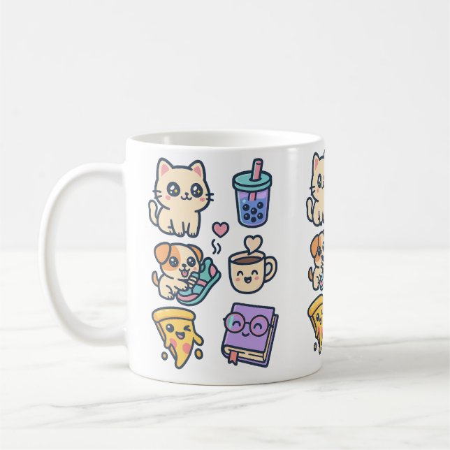 Taza De Café Gato Kawaii, perro y amantes de la comida (Izquierda)