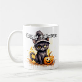 Taza De Café Gato Kitty Negro | Feliz Halloween