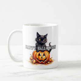 Taza De Café Gato Kitty Negro | Feliz Halloween