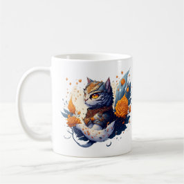 Taza De Café Gato Knight Héroe Guerrero y rosas niños