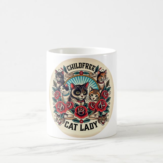 Taza De Café Gato libre de niños Lady Mug (Centro)