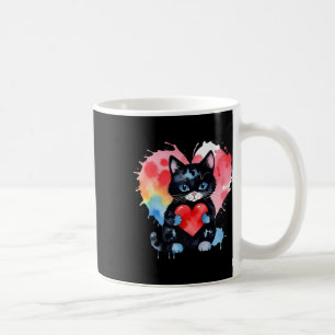 Taza De Café Gato lindo arcoiris abrazando a Valentine Heart Ki