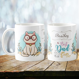 Taza De Café Gato lindo con gafas mejor papá jamás temido