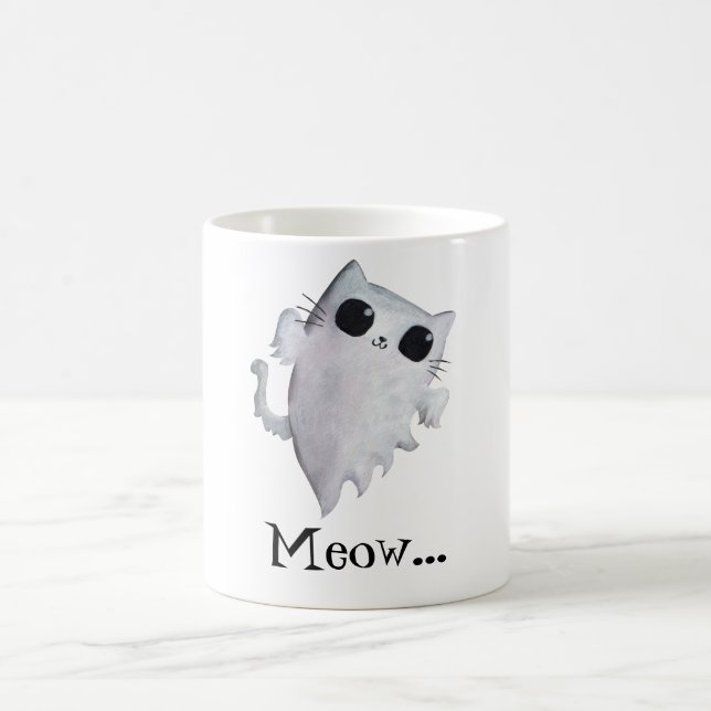 Taza De Café Gato lindo del fantasma de Halloween (Centro)