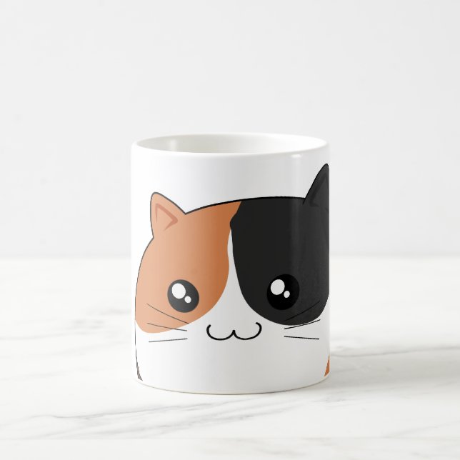Taza De Café Gato lindo del gatito del calicó de Kawaii (Centro)
