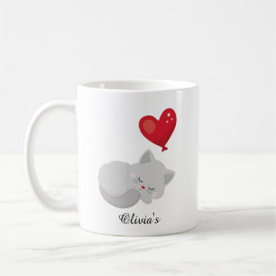 Taza De Café Gato Lindo Durmiendo Nombre Personalizado Perfecto