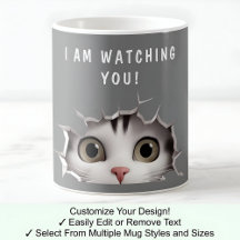 Gato Lindo Espiando Te Divertido Novedad Gris