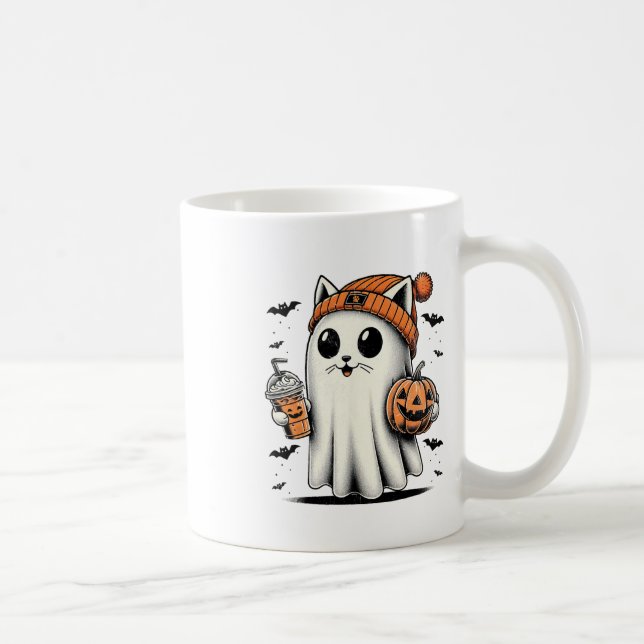 Taza De Café Gato lindo Fantasma Café con hielo Famoso Fantasma (Derecha)