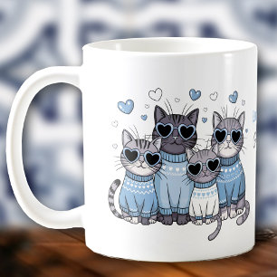 Taza De Café Gato Lindo Gatito San Valentín Azul Nombre Persona