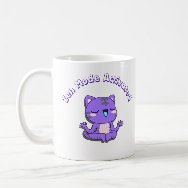 Taza De Café gato lindo, modo zen, gato zen (Izquierda)