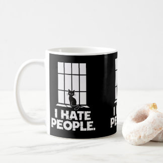 Taza De Café Gato loco anti-social ama a papá y mamá, un gato g
