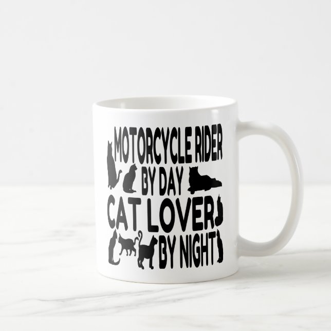 Taza De Café Gato Lover Motorcycle Rider (Derecha)