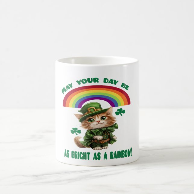 Taza De Café Gato Lucky Leprechaun & Arcoíris  (Centro)