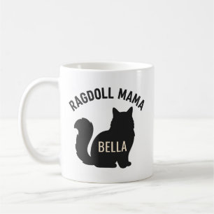 Taza De Café Gato Mama Ragdoll Silueta Nombre Personalizado