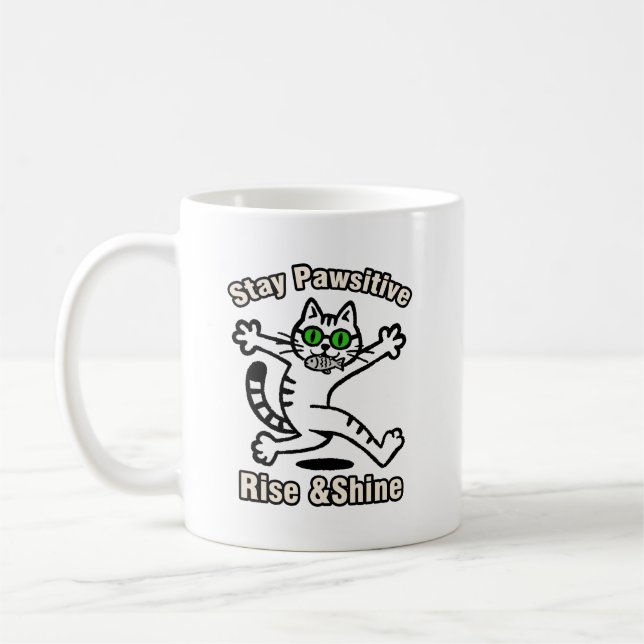 Taza De Café Gato Mantén Positividad (Izquierda)