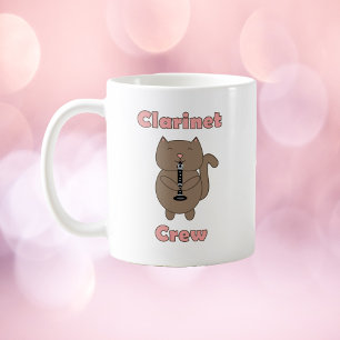 Taza De Café Gato marrón de la tripulación del Clarinet