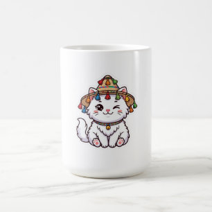 Taza De Café Gato marroquí Kawaii lindo con sombrero tradiciona