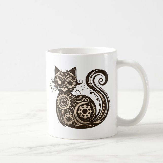 Taza De Café Gato mecánico de Steampunk (Derecha)