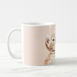 Taza De Café Gato Melocotón Blanco