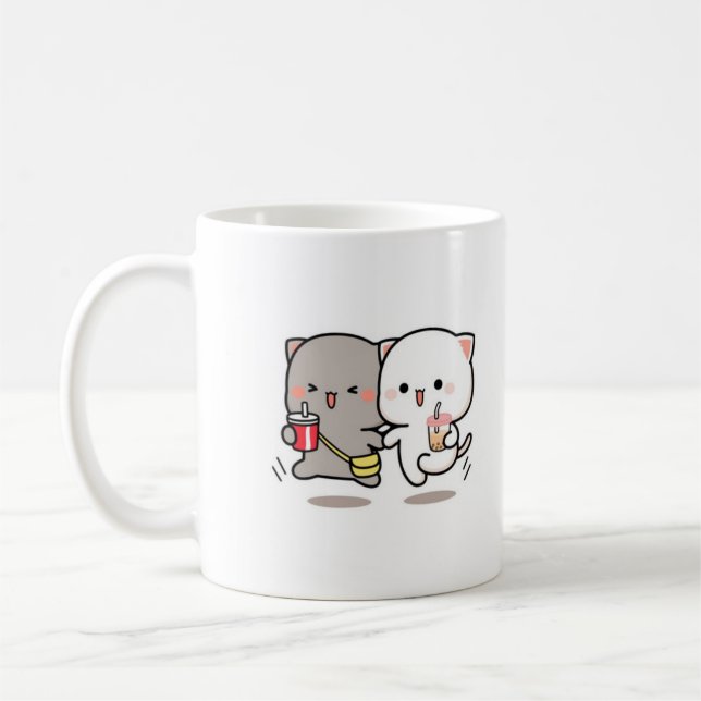 Taza De Café Gato melocotón y goma muchi (Izquierda)