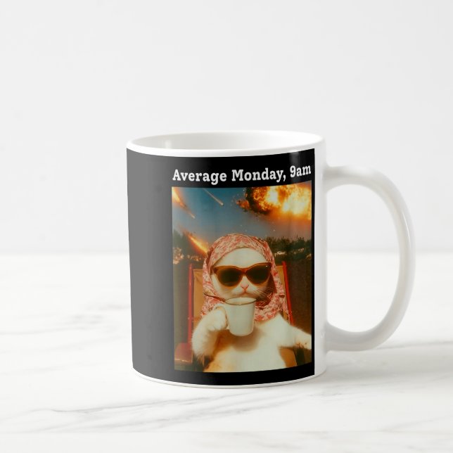 Taza De Café Gato Meme Promedio Lunes 9am Divertido Sarcástico  (Derecha)