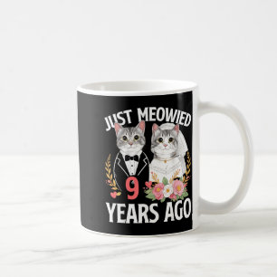 Taza De Café Gato Meowied 9º Aniversario de Boda 9 Años Pareja