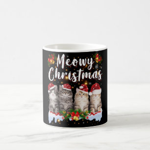 Taza De Café Gato Meowy Navidades en pareja Pajamas Santa
