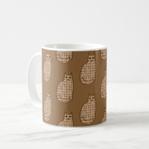 Taza De Café Gato moderno de mediados del siglo XX, beige y mar