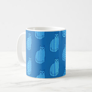 Taza De Café Gato moderno de mediados del siglo XX, cobalto y a
