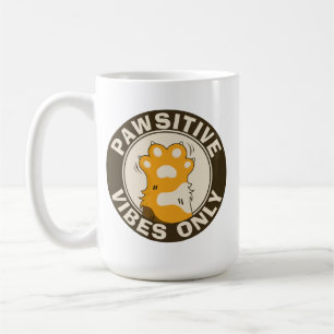 Taza De Café Gato Motivacional Vibraciones Pawsitivas solo Cute