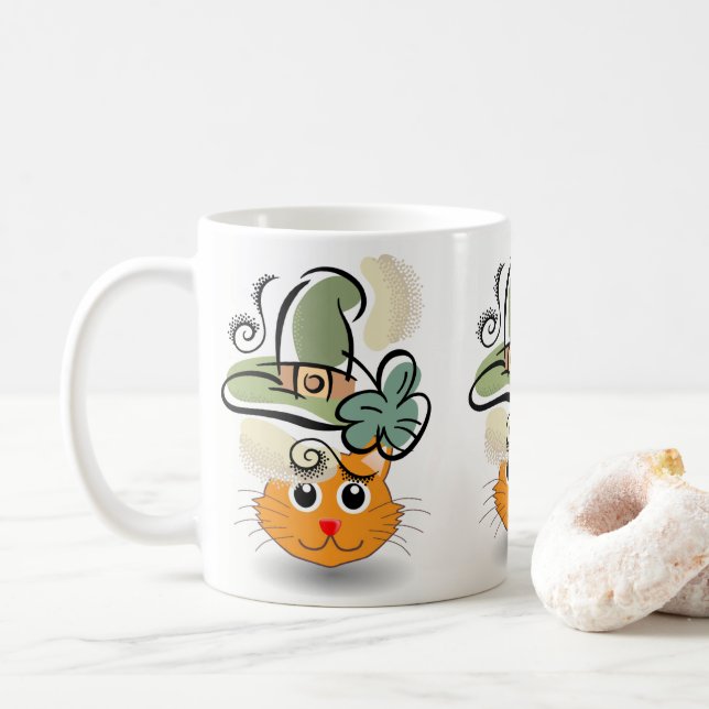 Taza De Café Gato Mug del Día de San Patricio (Con donut)